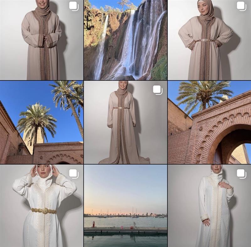 Feed Instagram WelcHome Caftan dans des tons blanc et rose.