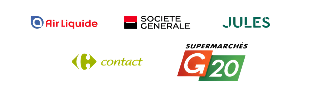 Réseau-de-confiance Les différentes entreprises avec lesquelles j'ai collaboré (Air Liquide, Societe Generale, Jules, Carrefour Contact et Supermarchés G20)