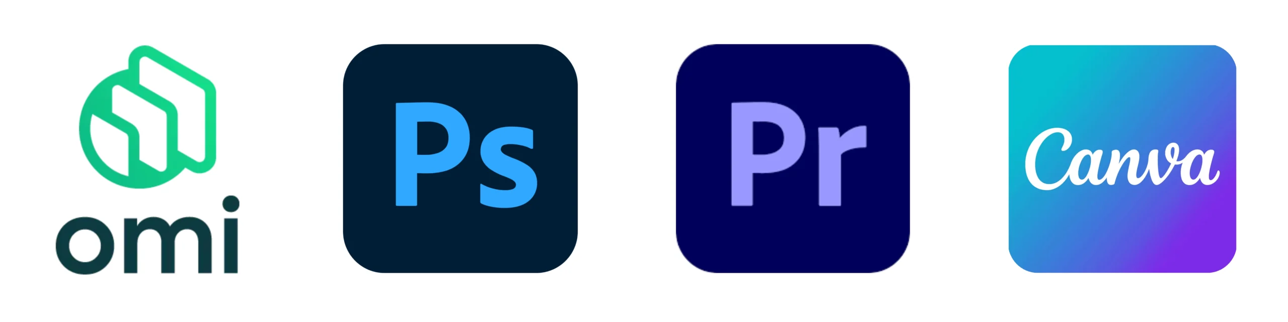 logo-logiciel-utilises-production-de-contenu Les logos des logiciels utilisés pour la production de contenu : Omi, Photoshop, Premiere pro et Canva